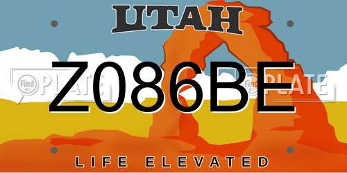 Z086BE Utah License Plate