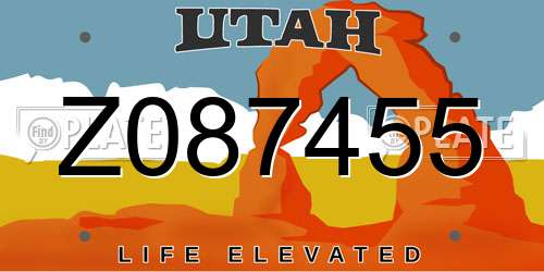Z087455 Utah License Plate