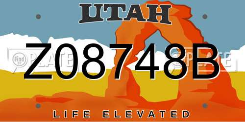 Z08748B Utah License Plate