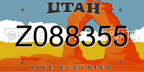 Z088355 Utah License Plate