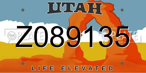 Z089135 Utah License Plate