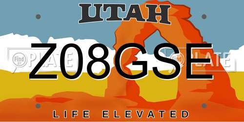 Z08GSE Utah License Plate