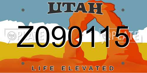 Z090115 Utah License Plate