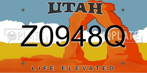 Z0948Q Utah License Plate