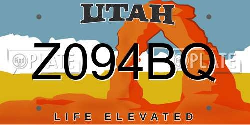 Z094BQ Utah License Plate