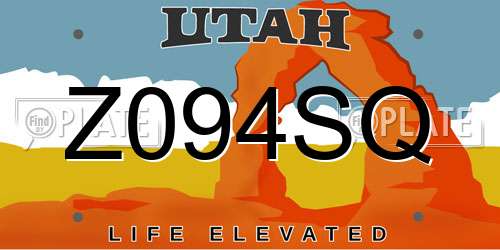 Z094SQ Utah License Plate