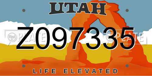 Z097335 Utah License Plate