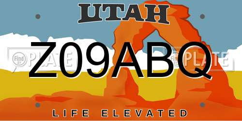 Z09ABQ Utah License Plate