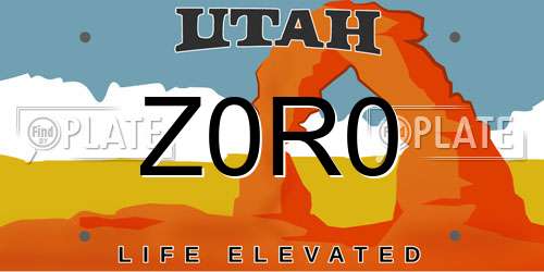 Z0R0 Utah License Plate