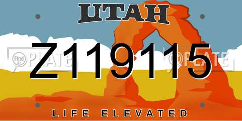 Z119115 Utah License Plate