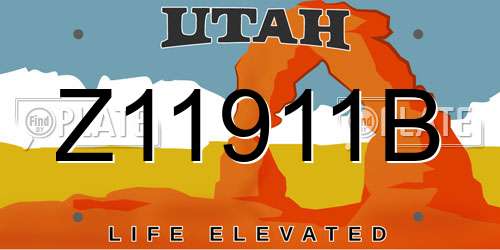 Z11911B Utah License Plate