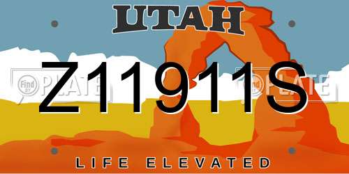 Z11911S Utah License Plate