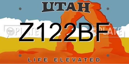 Z122BF Utah License Plate