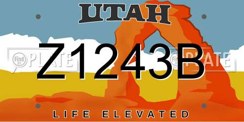 Z1243B Utah License Plate