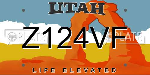 Z124VF Utah License Plate