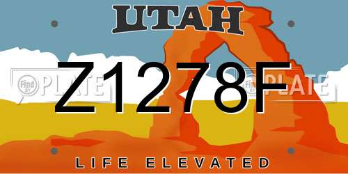 Z1278F Utah License Plate
