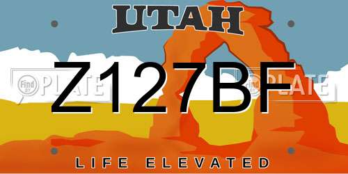 Z127BF Utah License Plate