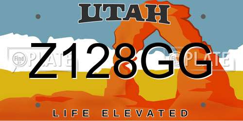 Z128GG Utah License Plate