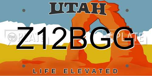 Z12BGG Utah License Plate