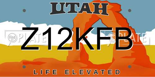 Z12KFB Utah License Plate