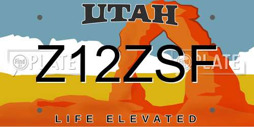 Z12ZSF Utah License Plate