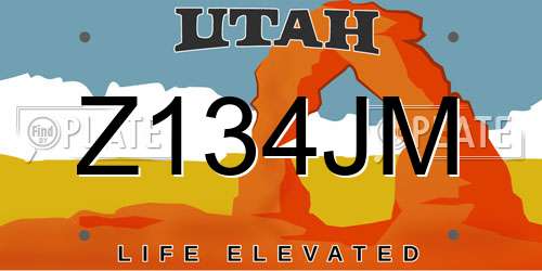 Z134JM Utah License Plate