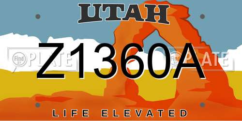 Z1360A Utah License Plate