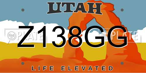Z138GG Utah License Plate