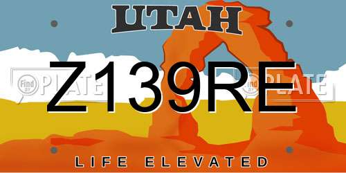 Z139RE Utah License Plate
