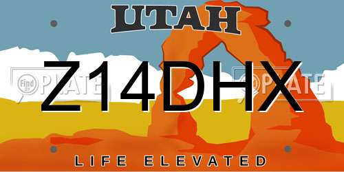 Z14DHX Utah License Plate