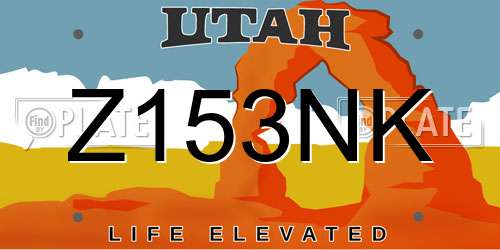Z153NK Utah License Plate