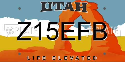 Z15EFB Utah License Plate