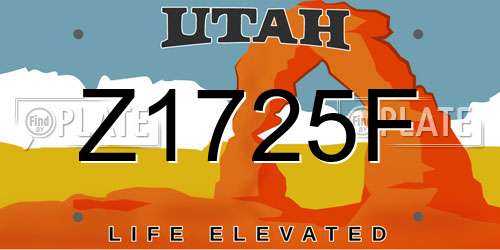Z1725F Utah License Plate