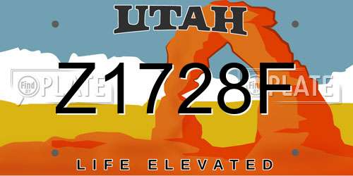 Z1728F Utah License Plate