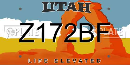 Z172BF Utah License Plate