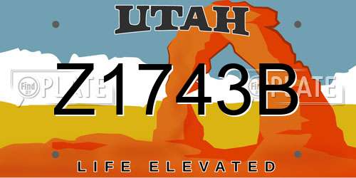 Z1743B Utah License Plate