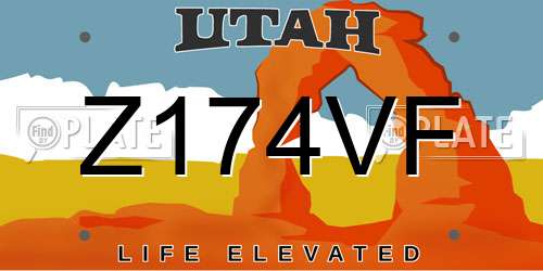 Z174VF Utah License Plate