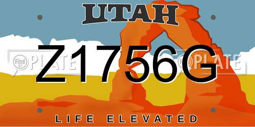 Z1756G Utah License Plate