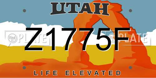 Z1775F Utah License Plate