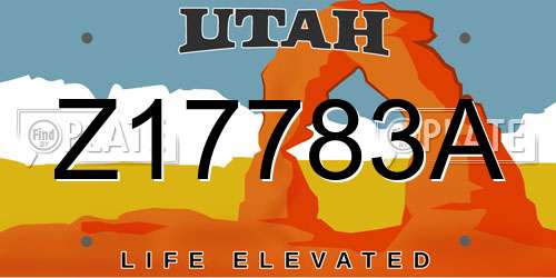 Z17783A Utah License Plate