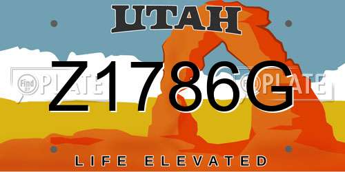 Z1786G Utah License Plate