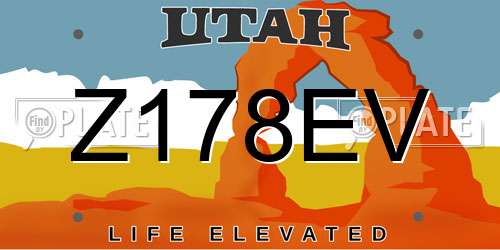 Z178EV Utah License Plate