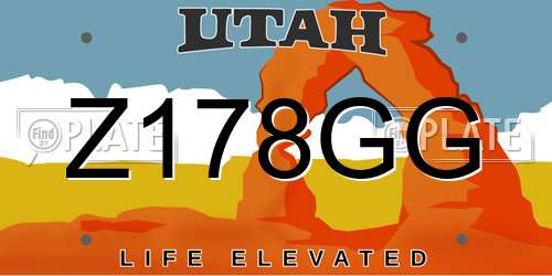 Z178GG Utah License Plate