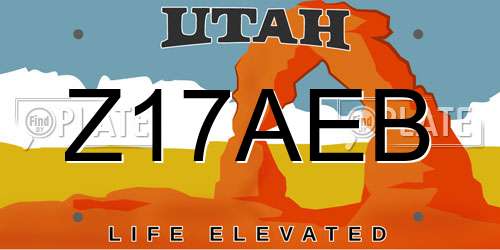 Z17AEB Utah License Plate