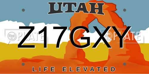 Z17GXY Utah License Plate