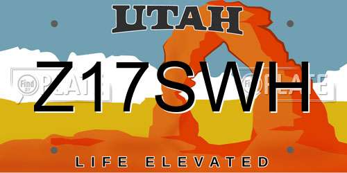 Z17SWH Utah License Plate