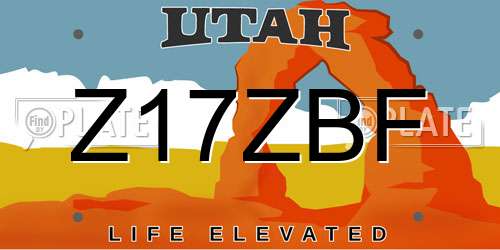 Z17ZBF Utah License Plate