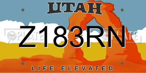 Z183RN Utah License Plate