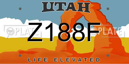 Z188F Utah License Plate