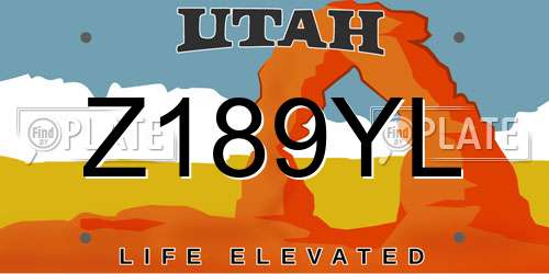 Z189YL Utah License Plate